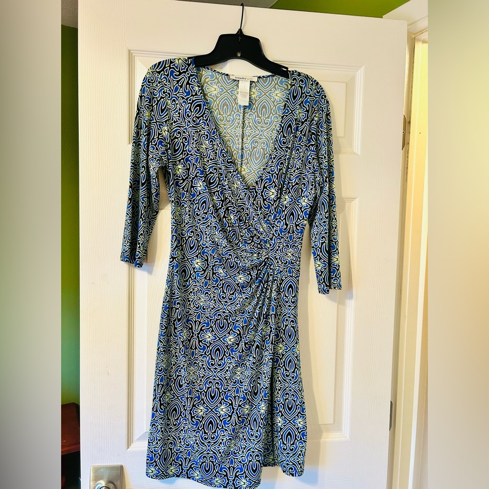 Laundry by Design Blue and White Long Sleeve Dress